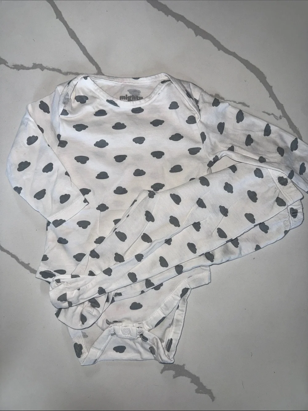 Children's Cloud Print Matching Set - White and Gray